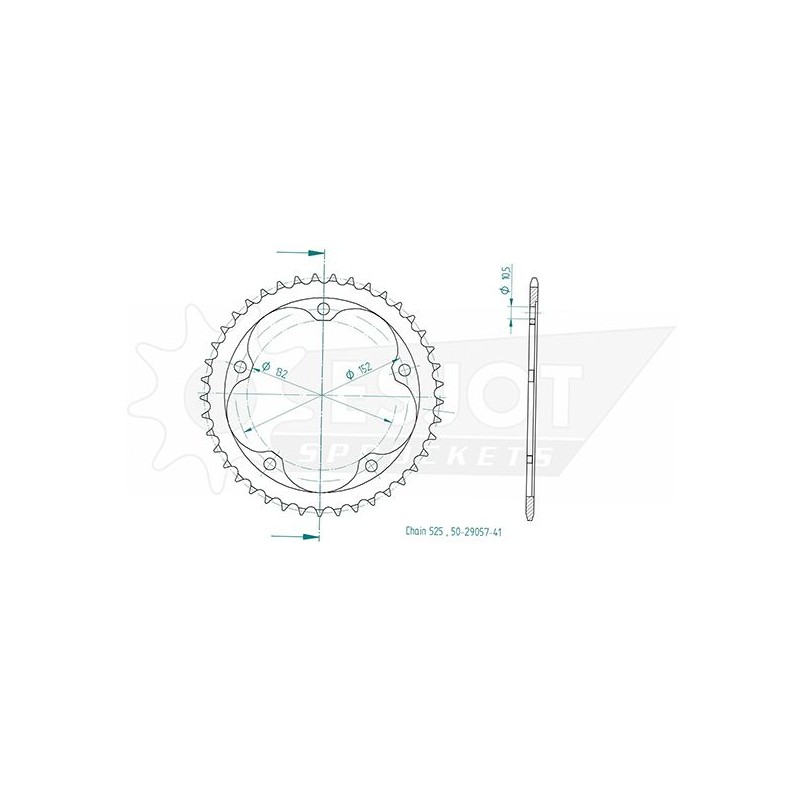 Esjot - Couronne Acier - 525 - 41 Dents - Made in Germany-50-29057-41