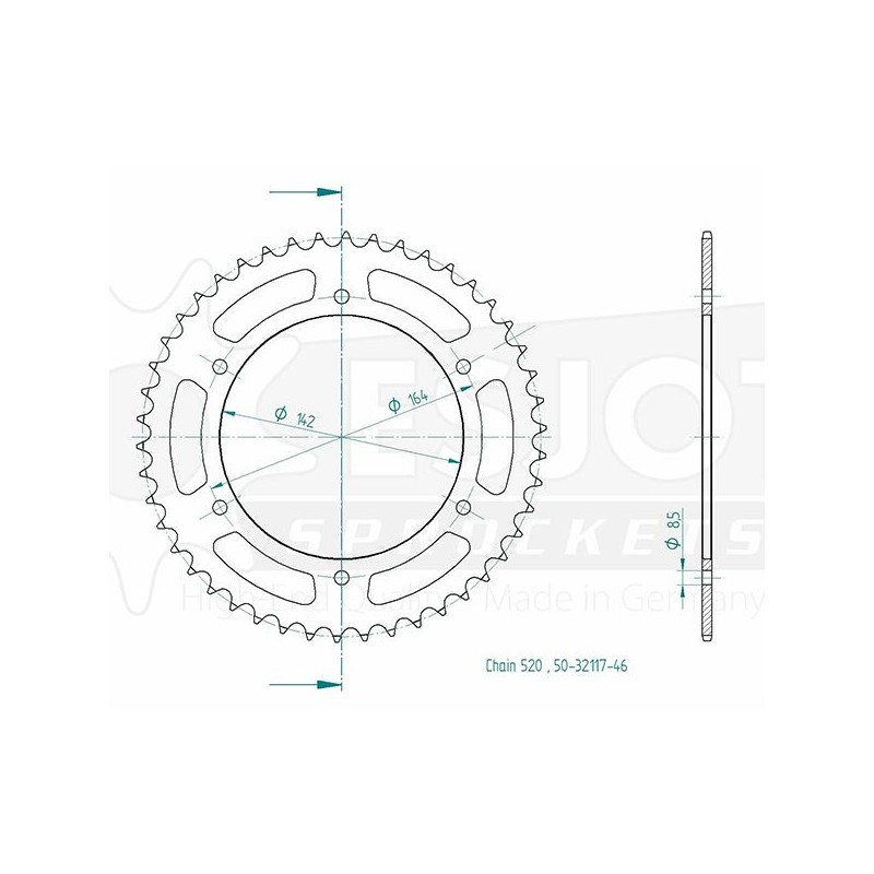 Couronne Acier Hyosung - 520 - 46 Dents - Made in Germany-50-32117-46