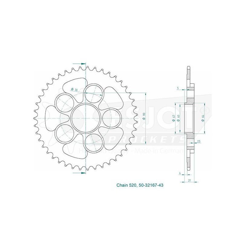 Esjot - couronne - 520 - 43 dents-50-32167-43