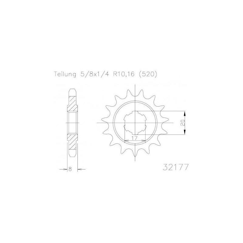 Pignon TT Sherco - 520 - 9 Dents - Made in Germany-50-32177-9