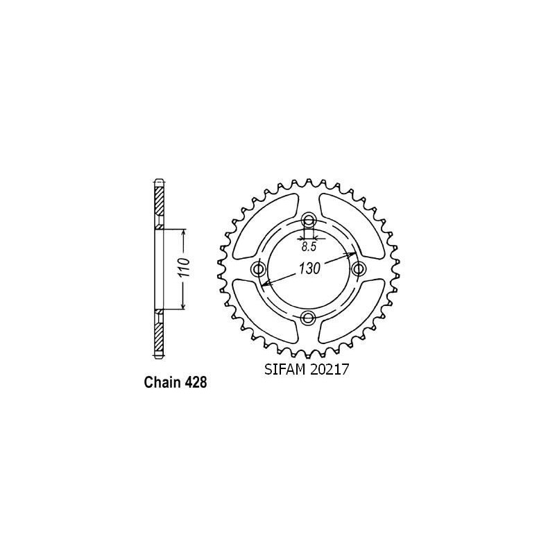 Couronne Honda 80 Cr 1986-2001 - 428 - 49 Dents - Similaire JTR217