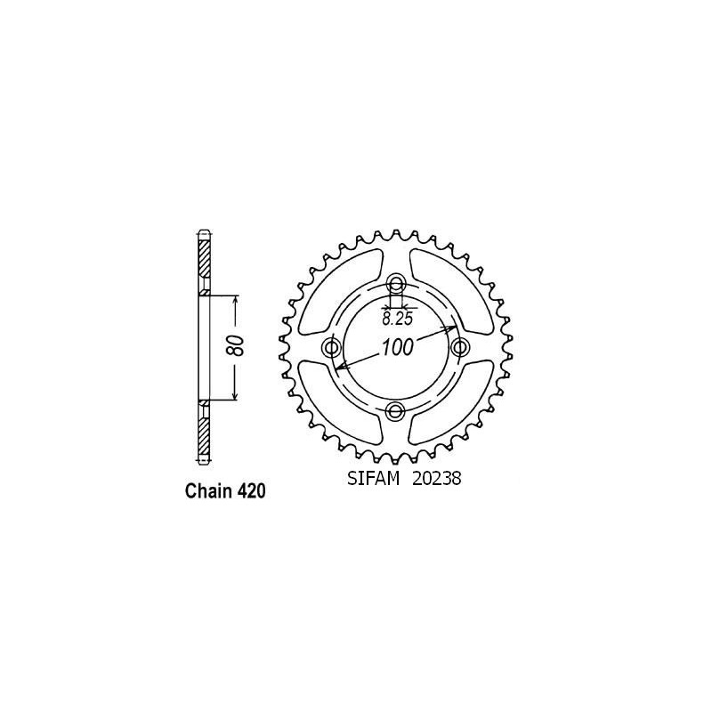 Couronne Honda Xr 70 1991-2003 - 420 - 36 Dents - Similaire JTR1214