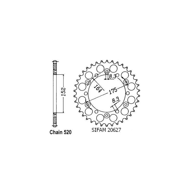 Couronne Yamaha 125/250 Yz 1981-1998 - 520 - 48 Dents - Similaire JTR853