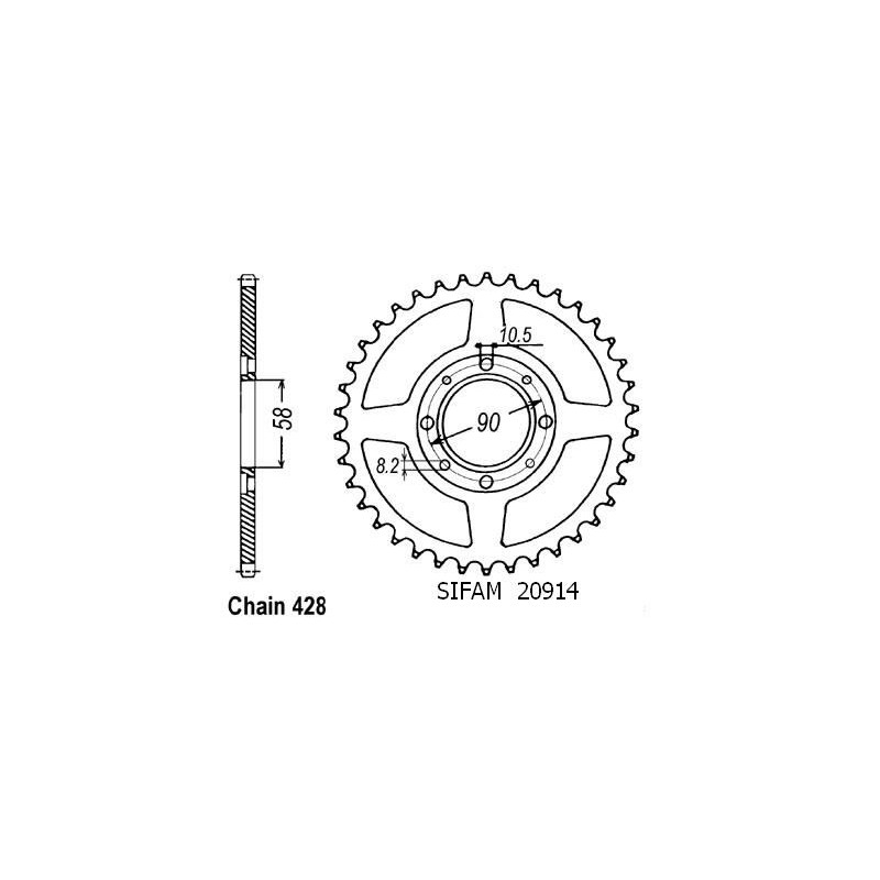 Couronne Xls/Xr 125 1979-1987 - 428 - 51 Dents - Similaire JTR269