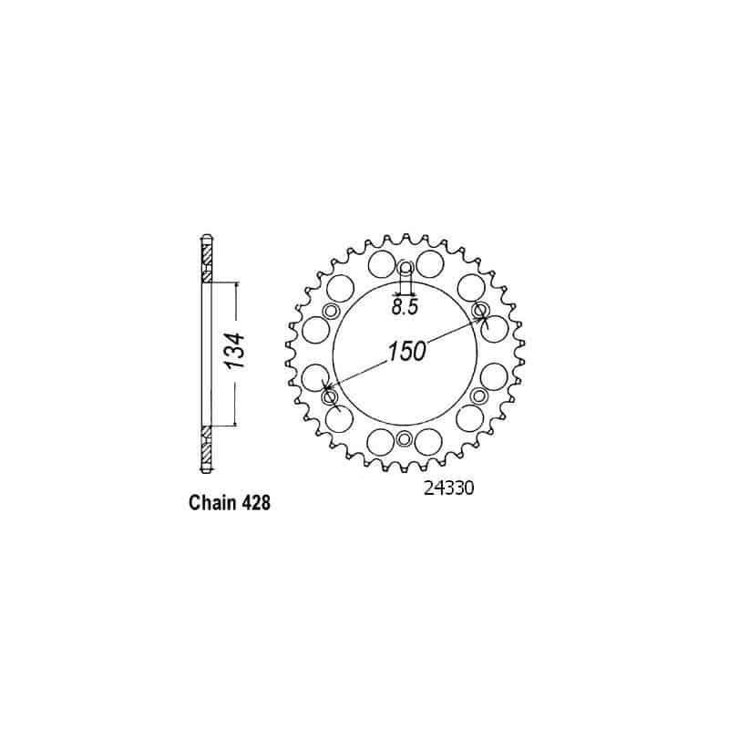 Couronne 125 Kdx 1990-1998 - 428 - 52 Dents - Similaire JTR459