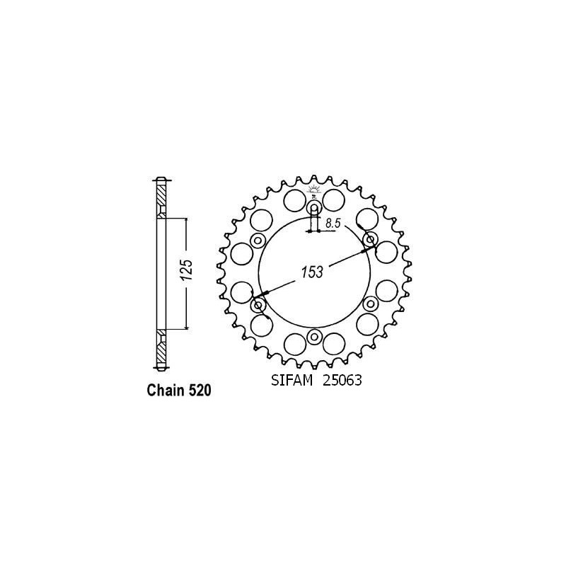 Couronne Alu Honda 125/250/500 Cr - 520 - 53 Dents - Similaire JTA210