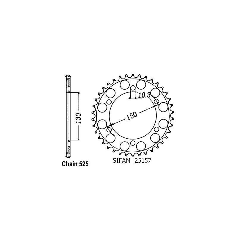 Couronne Acier Honda - 525 - 39 Dents - Made in Germany