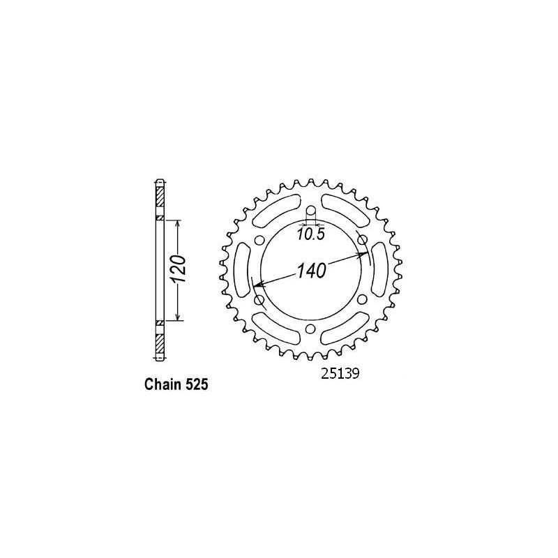 Couronne Acier Suzuki - 525 - 46 Dents - Similaire JTR498 - Made in Germany