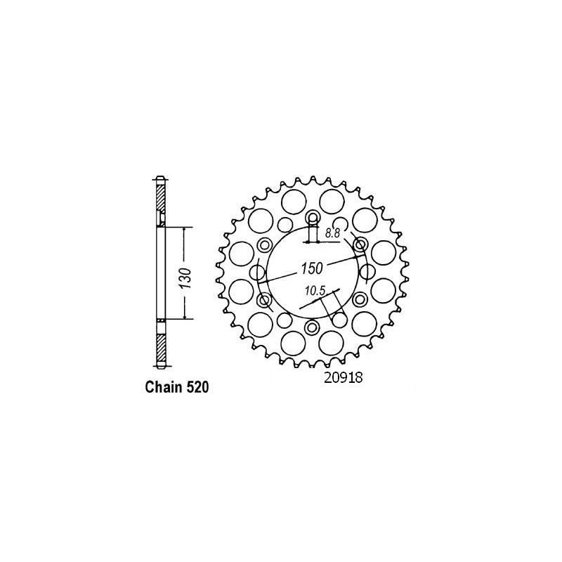 Couronne Acier TT Honda - 520 - 40 Dents - Made in Germany