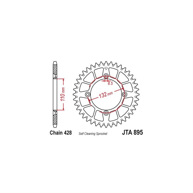 Couronne Alu TT KTM - 428 - 46 Dents - Similaire JTA895 - Made in Germany