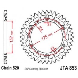 Couronne Alu TT Yamaha - 520 - 47 Dents - Similaire JTA853 - Made in Germany