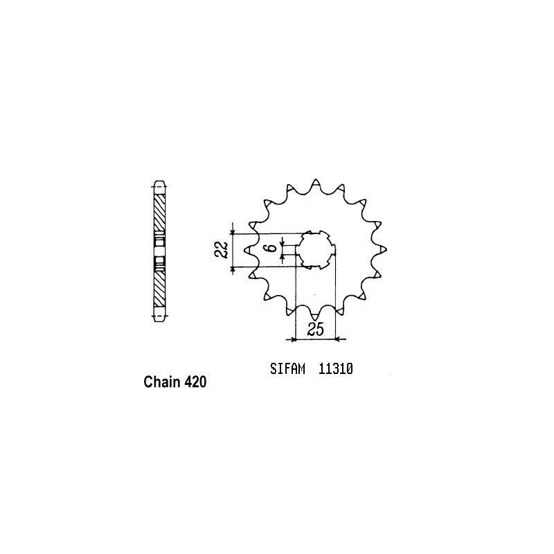 Pignon Mtx 50 1983-1985 - 420 - 15 Dents - Similaire JTF251