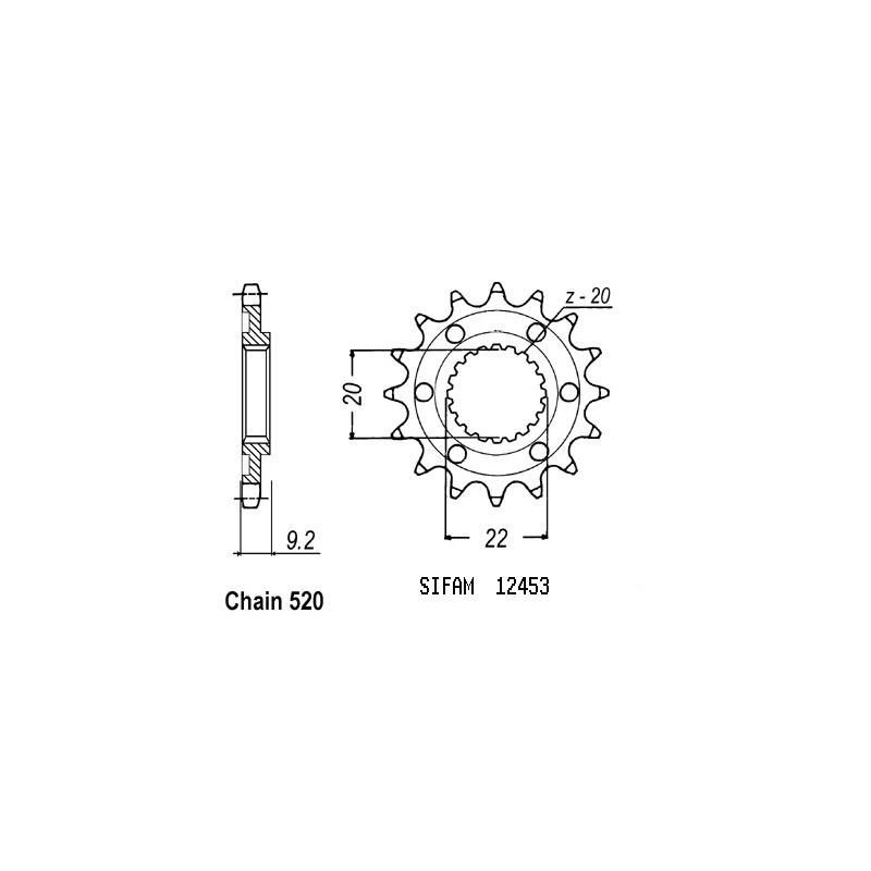 Pignon Kawasaki Kx-f 250 2006 - 520 - 13 Dents - Similaire JTF1446