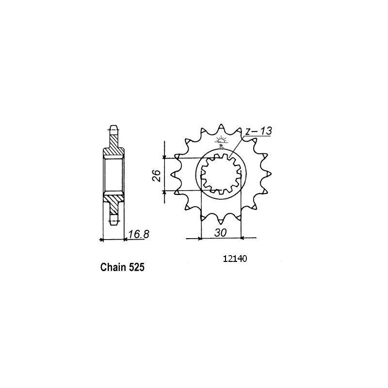 Pignon Honda - 525 - 16 Dents - Similaire JTF1370 - Made in Germany