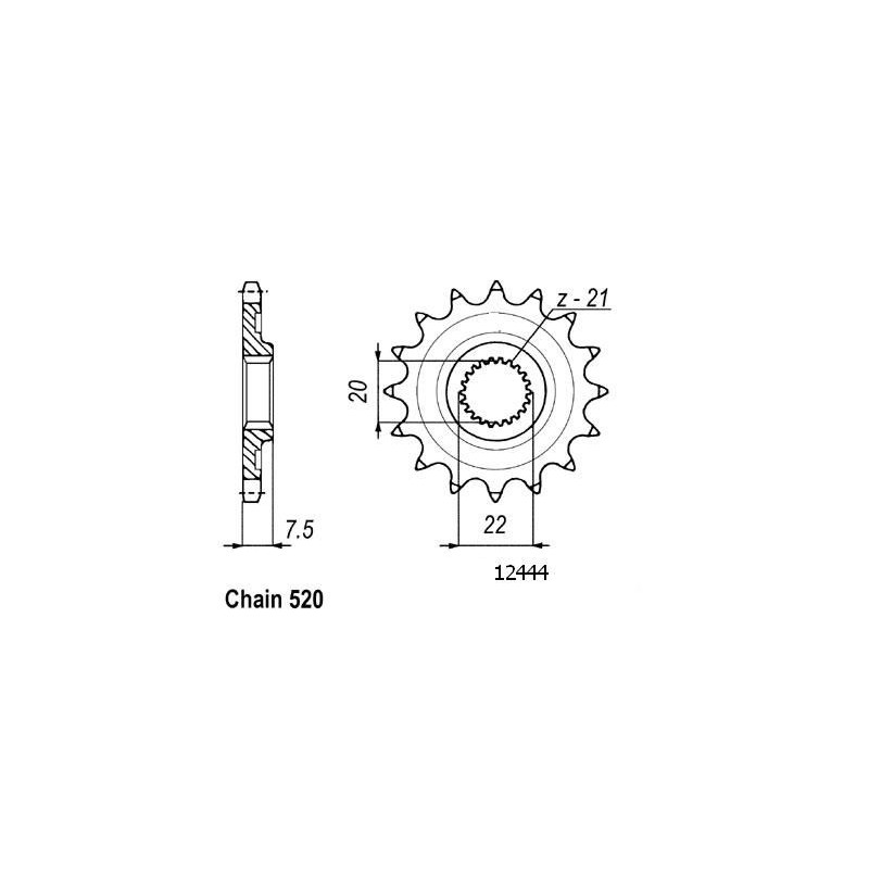 Pignon TT Honda - 520 - 13 Dents - Similaire JTF1323 - Made in Germany